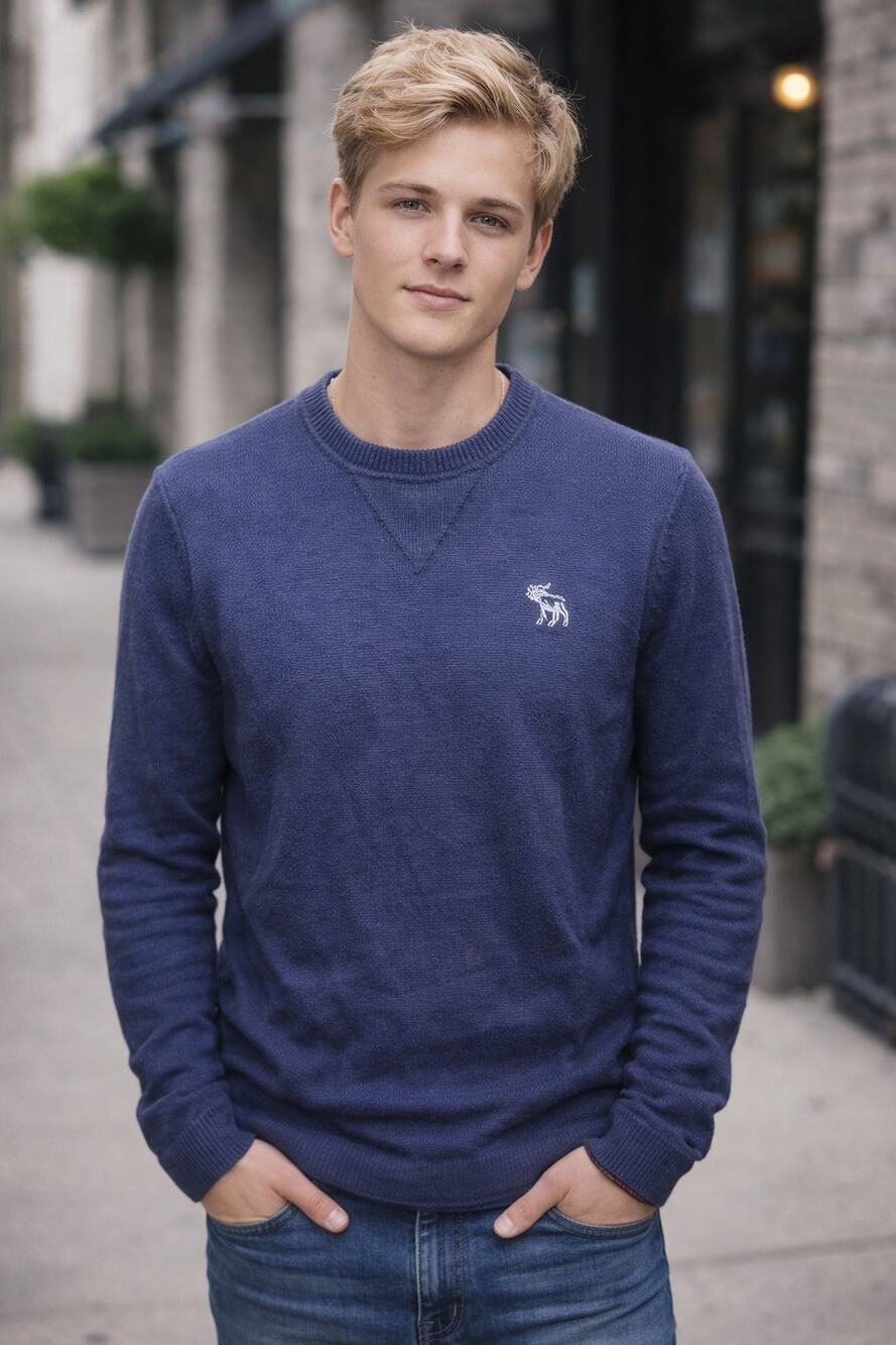 Abercrombie & Fitch Blue Moose Logo Muscle Thermal Jersey LS Pullover Size S
